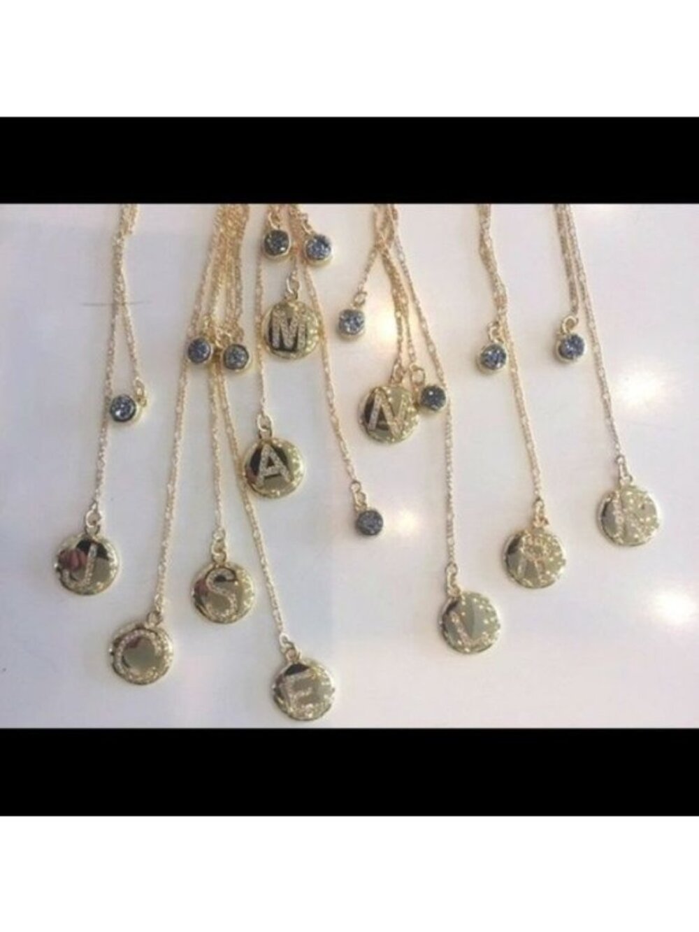 Marcia Moran Initial Necklace Gold Silver Druzy Pendant Charm